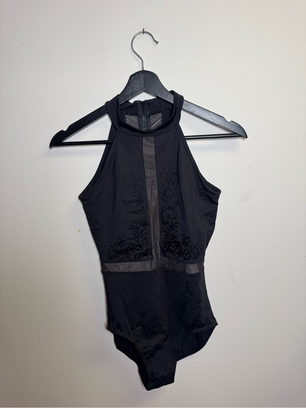 Black Zip-Front Active Bodysuit
